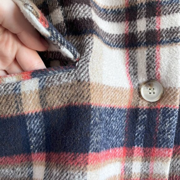 Oversized Plaid Blazer Jacket Neutral Academia Pattern with Pockets Size 10 - Picture 3 of 5